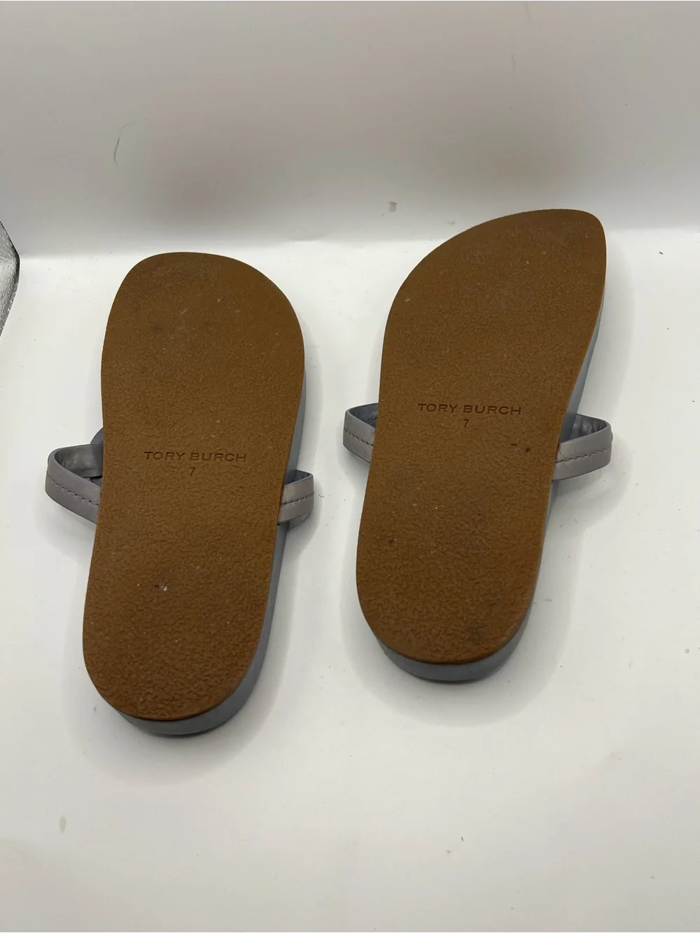 Tory Burch Gray Logo Logo-Thong Sandals